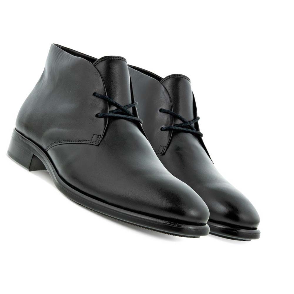 Men's Ecco Citytray Chukka Dress Shoes Black | Canada 509BEX